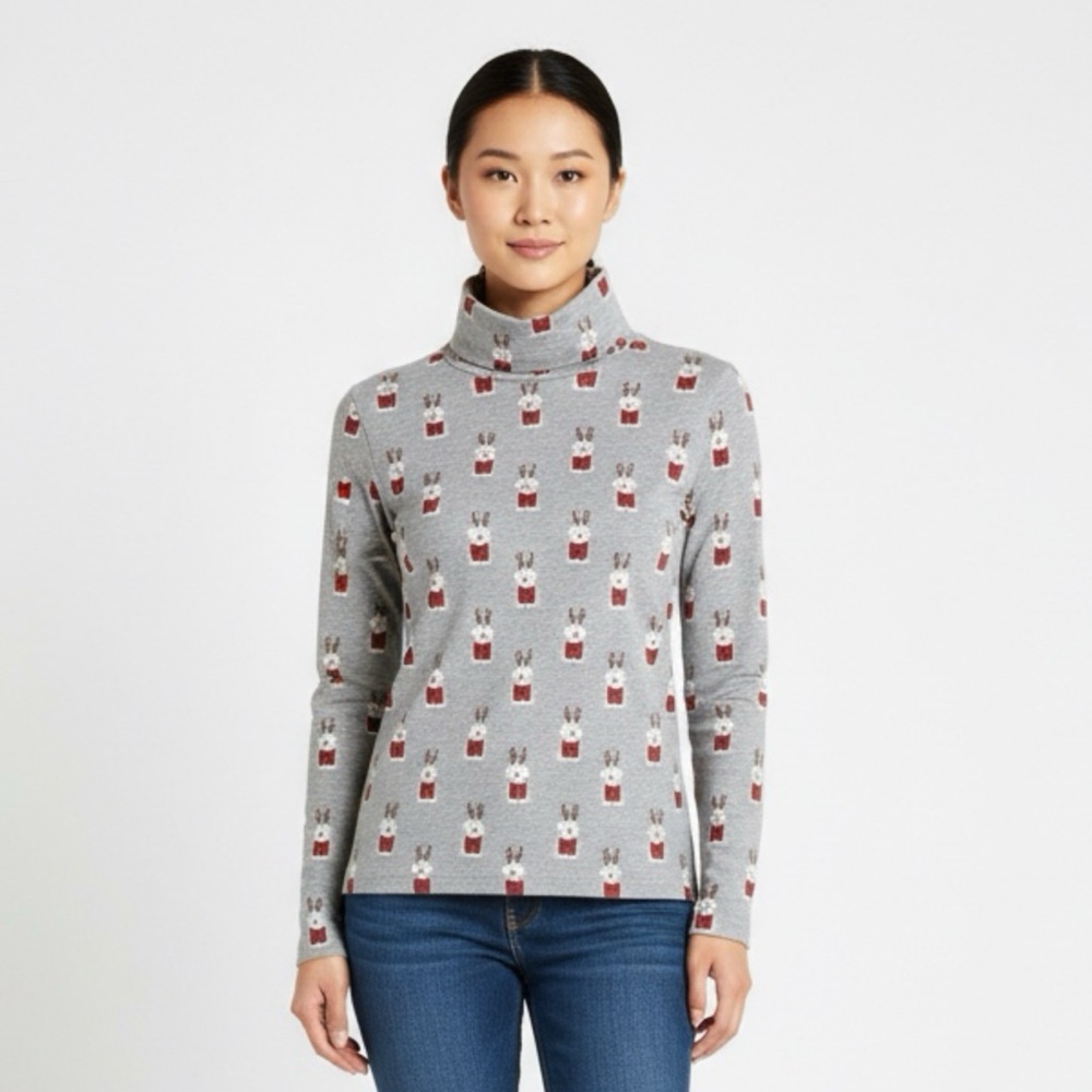 Woman’s dog print turtleneck shirt